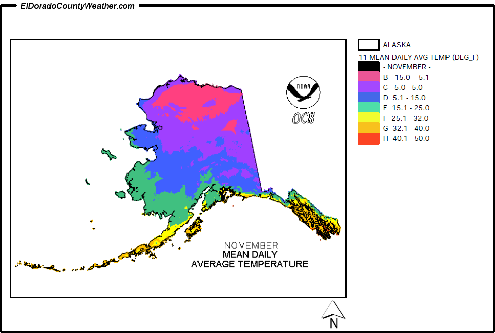 Alaska November Annual Mean Daily Average Temperature